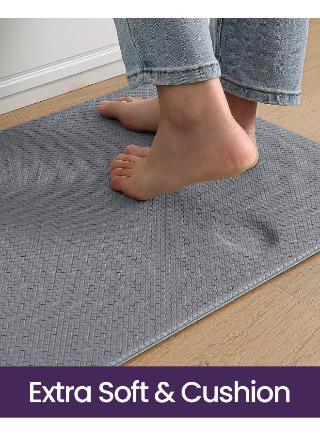 Home Care Kitchen Anti Fatigue Rugs and Floor Mats Cushioned Comfort Runner Standing, Set of 2,17"x29"+17"x59" Grey - Image 3