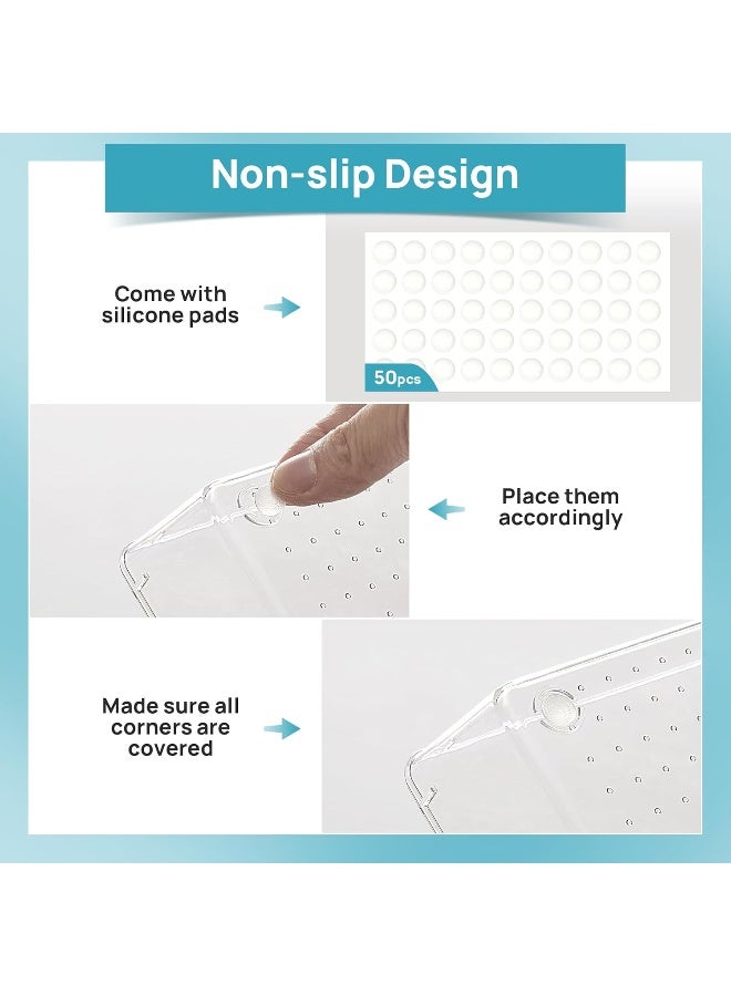 هوم كير 7 PCS Kitchen Drawer Organizer, 4 Size Clear Plastic Utensil Organizer Tray, Silverware Flatware Organizer for Drawer, Storage Bins for Makeup, Bathroom Clear - Image 2