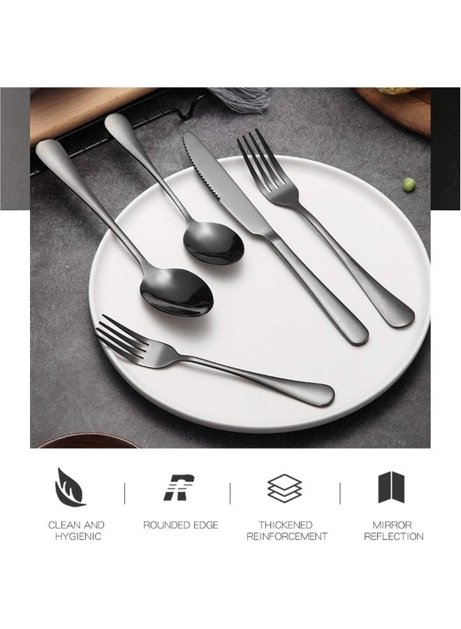 Home Care Heywood Portable Travel Utensils Set with Case 18/8 Stainless Steel Black Silverware Sets Include Knife Fork and Spoon with Case Reusable Utensil Set for Lunch Box and Camping Black - Image 4