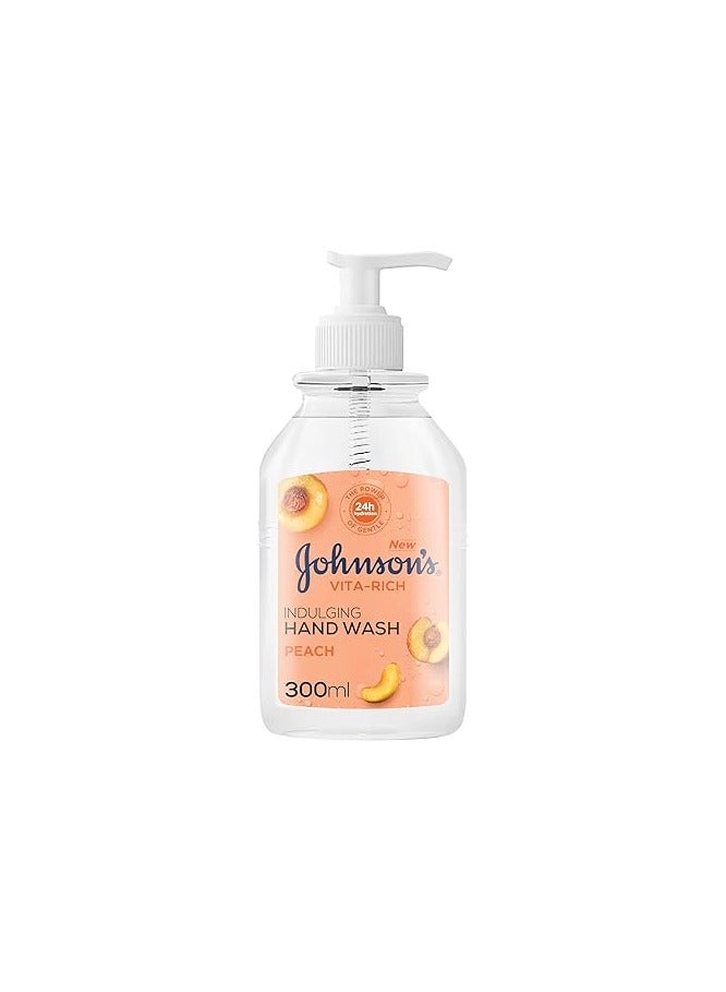 Johnson's Vita-Rich, Indulging Hand Wash, Enriched With Peach, Effectively Removes Dirt And Impurities Without Drying Out The Skin, 300ml