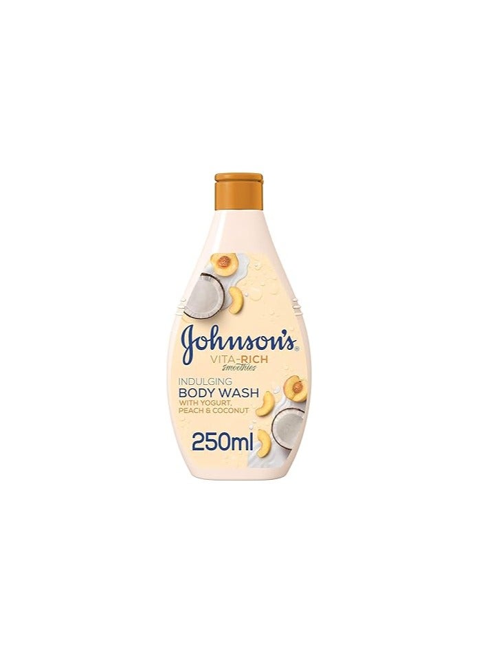 Johnson's Vita-Rich Body Wash - Smoothies, Indulging, Yogurt, Peach & Coconut, Nourishes And Indulges Dry Skin, Keeping It Moisturized For 24 Hours, 250ml