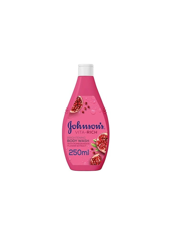 Johnson's Body Wash - Vita-Rich, Brightening Body Wash Enriched With Pomegranate Flower Extract And Glycerin, With 24-Hour Hydration, 400ml