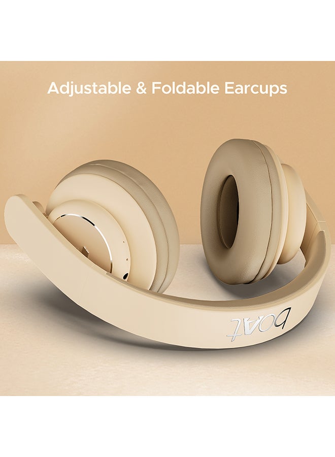 Rockerz 450 Pro On Ear Headphones w/ 70 Hours Battery, 40Mm Drivers, Bluetooth v5.0, Padded Ear Cushions, Easy Access Controls and Voice Assistant Hazel Beige