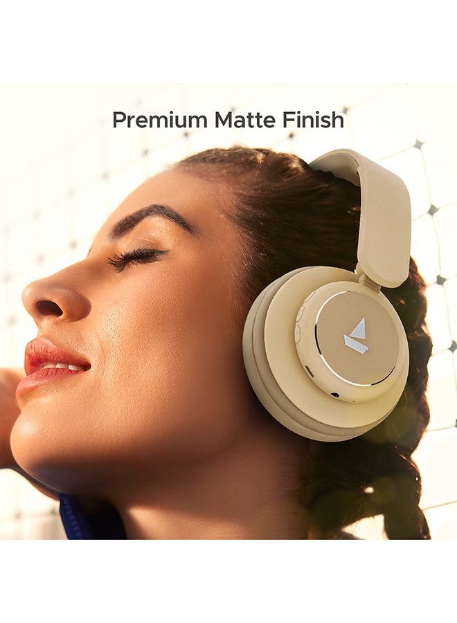 Rockerz 450 Pro On Ear Headphones w/ 70 Hours Battery, 40Mm Drivers, Bluetooth v5.0, Padded Ear Cushions, Easy Access Controls and Voice Assistant Hazel Beige