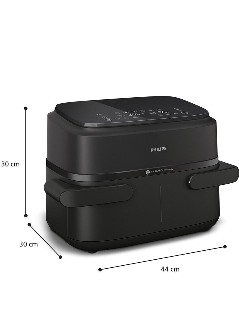 Philips Philips 1000 series FlexDrawer Dual Basket Air Fryer,detachable tray divider,HomeID app,With 6 presets and 10 cooking methods-NA150/09 7.1 L 2450 W NA150/09 black - Image 1