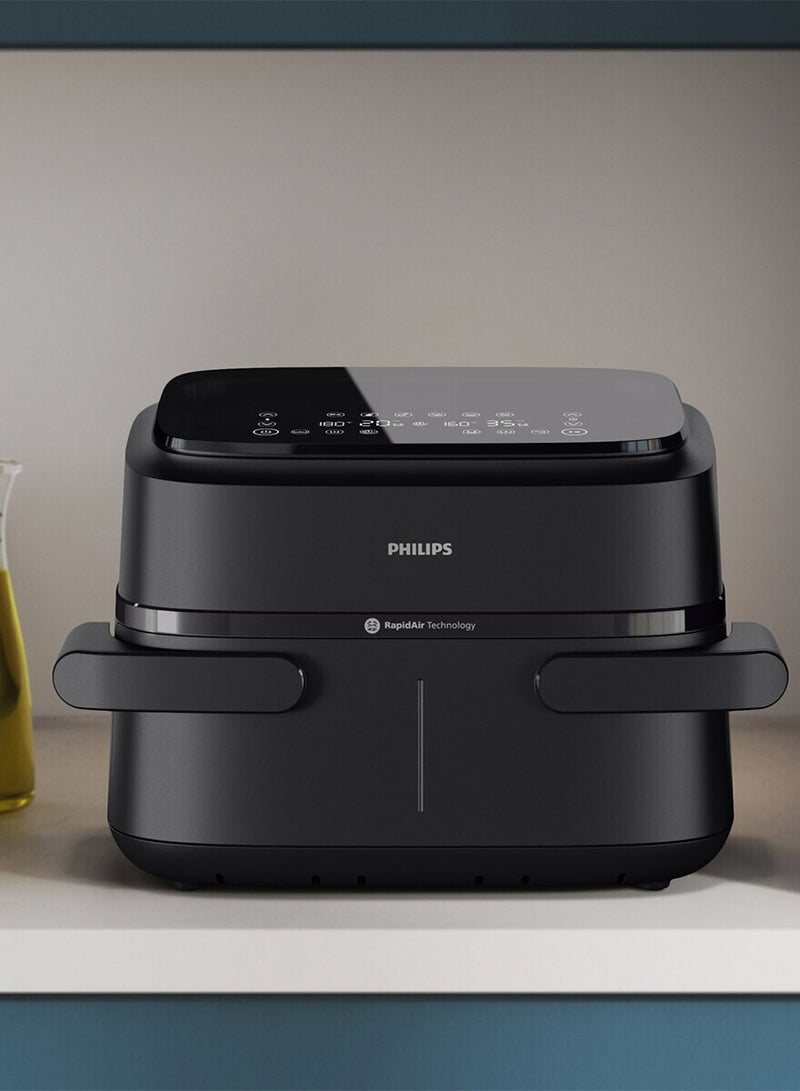 Philips Philips 1000 series FlexDrawer Dual Basket Air Fryer,detachable tray divider,HomeID app,With 6 presets and 10 cooking methods-NA150/09 7.1 L 2450 W NA150/09 black - Image 3