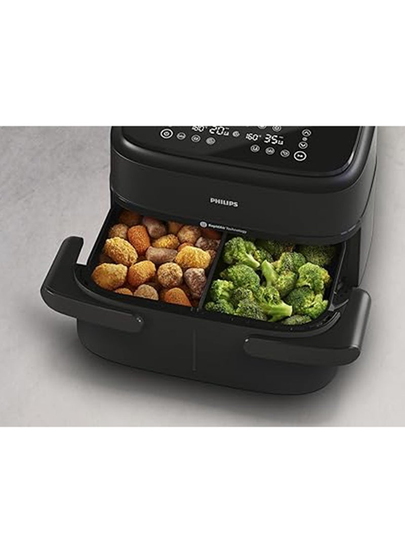 فيليبس Philips 1000 series FlexDrawer Dual Basket Air Fryer,detachable tray divider,HomeID app,With 6 presets and 10 cooking methods-NA150/09 7.1 L 2450 W NA150/09 black - Image 5