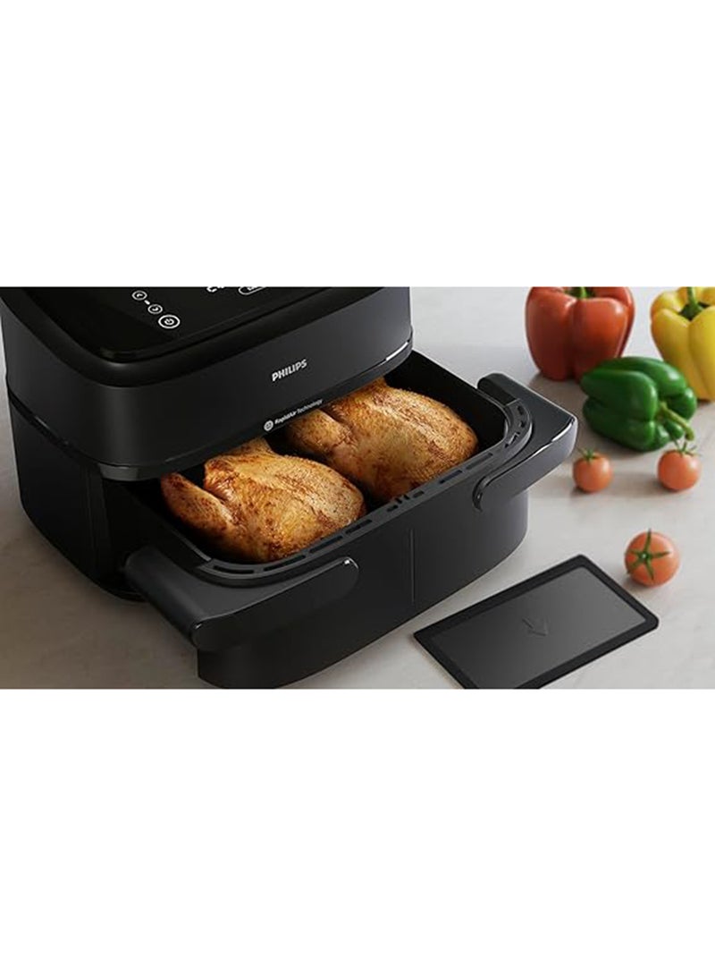 فيليبس قلاية هوائية فيليبس 1000 سلسلة FlexDrawer بسلتين مزدوجتين، فاصل صينية قابل للفصل، تطبيق HomeID، مع 6 إعدادات و10 طرق طهي-NA150/09 - Image 4