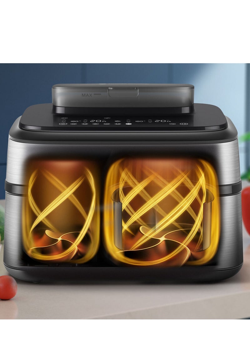 فيليبس قلاية هوائية فيليبس 5000 سلسلة بسلتين مع وظيفة البخار، سعة 9 لتر، 12 إعداد و19 طريقة مختلفة للطهي، تذكير بالاهتزاز لطهي أفضل، تنظيف بالبخار - NA555/09 - Image 3