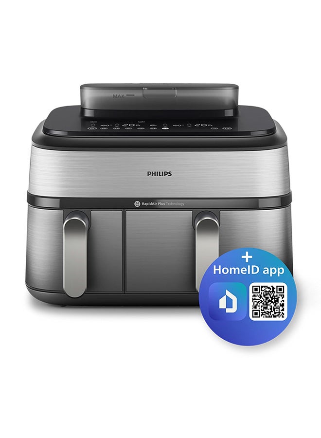 فيليبس قلاية هوائية فيليبس 5000 سلسلة بسلتين مع وظيفة البخار، سعة 9 لتر، 12 إعداد و19 طريقة مختلفة للطهي، تذكير بالاهتزاز لطهي أفضل، تنظيف بالبخار - NA555/09 - Image 4