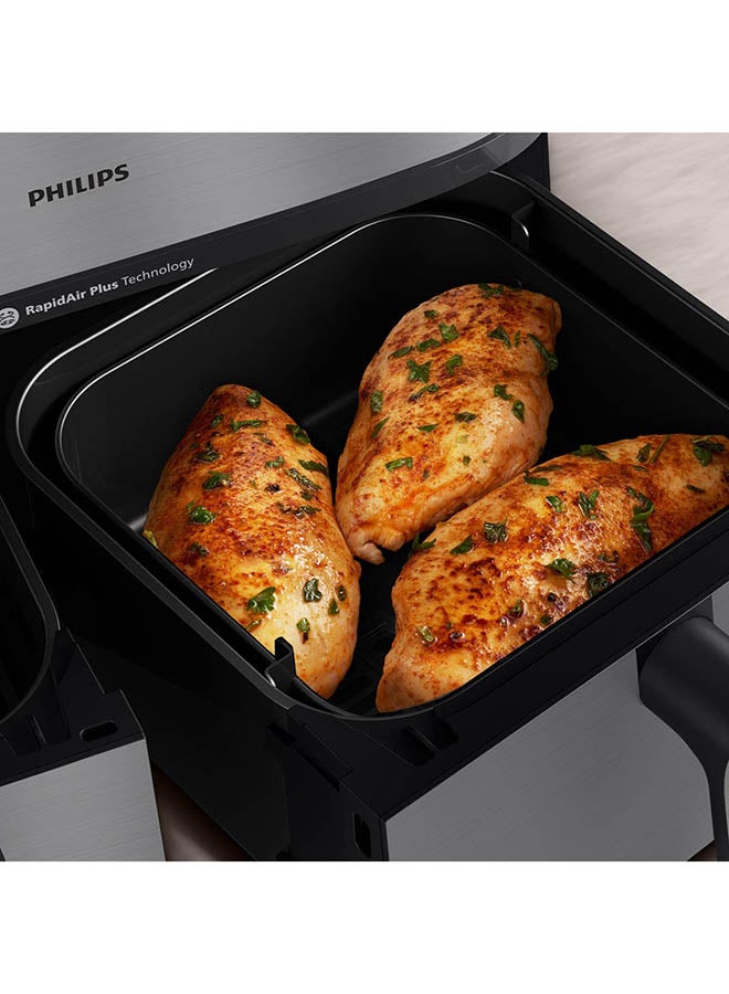 فيليبس قلاية هوائية فيليبس 5000 سلسلة بسلتين مع وظيفة البخار، سعة 9 لتر، 12 إعداد و19 طريقة مختلفة للطهي، تذكير بالاهتزاز لطهي أفضل، تنظيف بالبخار - NA555/09 - Image 3