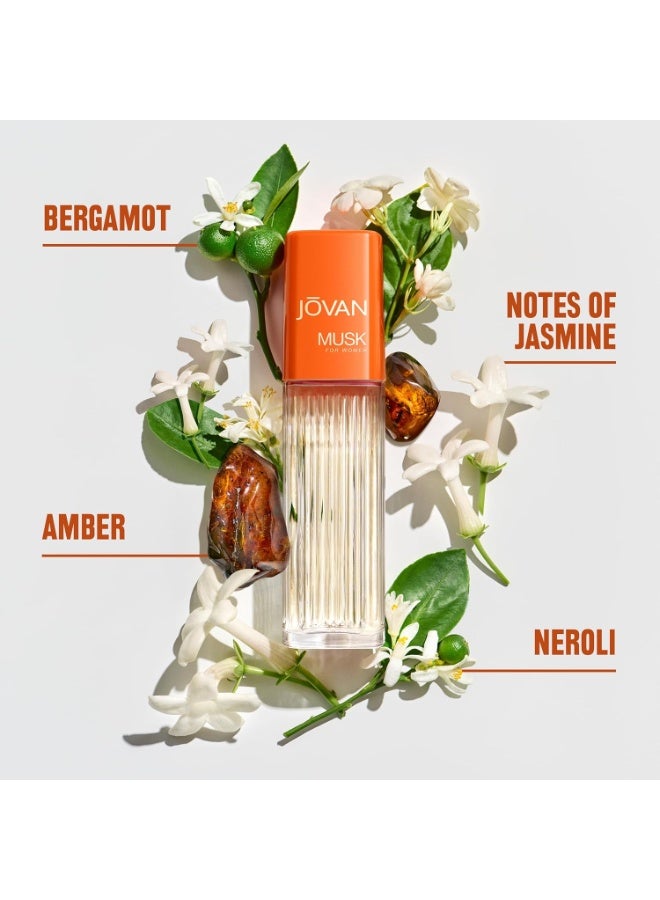 JOVAN Musk for Women Eau de Cologne Spray (Pack of 1), Notes of Jasmine, Amber, and Neroli, Women's Fragrance, Long Lasting, Everyday Fragrance, Travel Size 2 fl ozFluid Ounce - Image 2