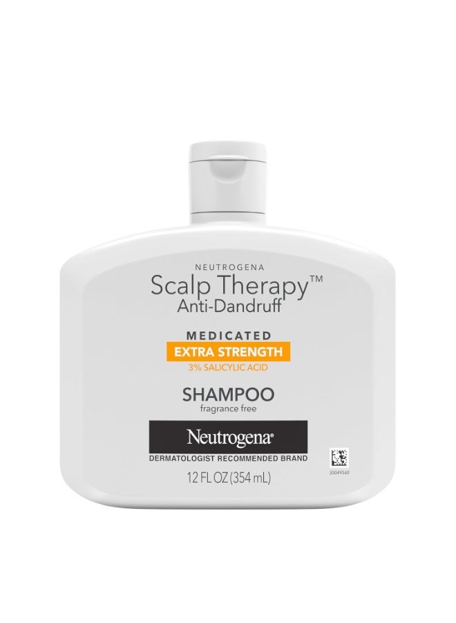 Neutrogena Scalp Therapy Anti-Dandruff Shampoo Extra Strength, with 3% salicylic acid, Fragrance Free, 12 fl oz - Image 1