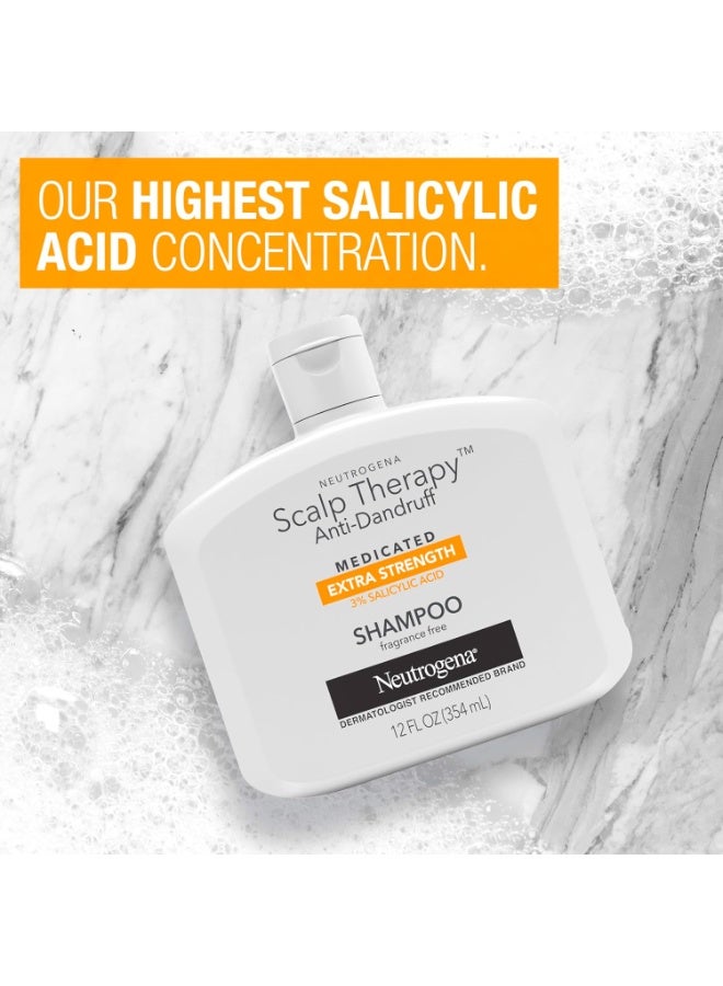 Neutrogena Scalp Therapy Anti-Dandruff Shampoo Extra Strength, with 3% salicylic acid, Fragrance Free, 12 fl oz - Image 2