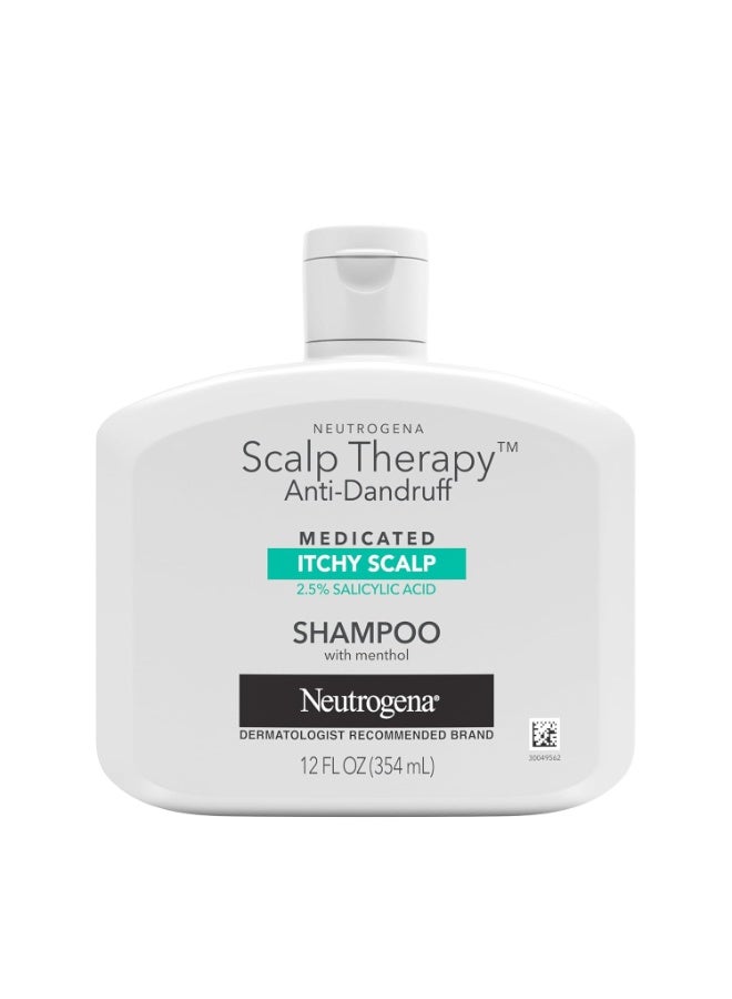 Neutrogena Scalp Therapy Anti-Dandruff Shampoo for Itchy Scalp, 2.5% salicylic acid with Peppermint Fragrance, 12 fl oz - Image 1