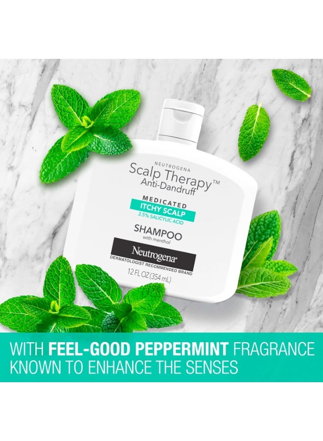 Neutrogena Scalp Therapy Anti-Dandruff Shampoo for Itchy Scalp, 2.5% salicylic acid with Peppermint Fragrance, 12 fl oz - Image 2