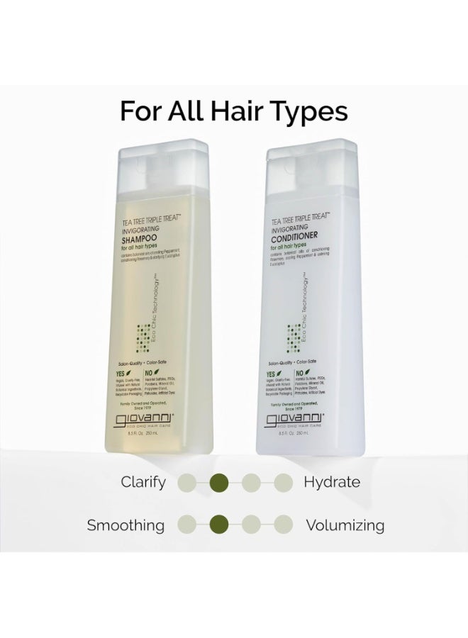 Giovanni Tea Tree Triple Treat Invigorating Shampoo & Conditioner Set - Cooling Peppermint, Eucalyptus, Rosemary, Helps Dry, Flaky Scalp, Salon Quality, Vegan, Cruelty Free, Paraben Free - 8.5 Fl oz Each - Image 4