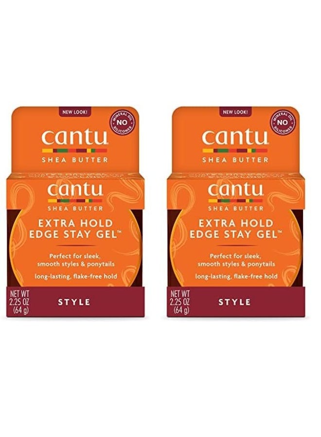 Cantu Extra Hold Edge Stay Gel with Shea Butter, Packaging May Vary Pack of 2 Size: 2.25 Ounce (Pack of 2) - Image 1