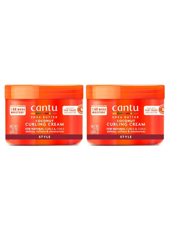 Cantu Coconut Curling Cream for Natural Hair with Pure Shea Butter, 12 oz (Pack of 2)  - Image 1