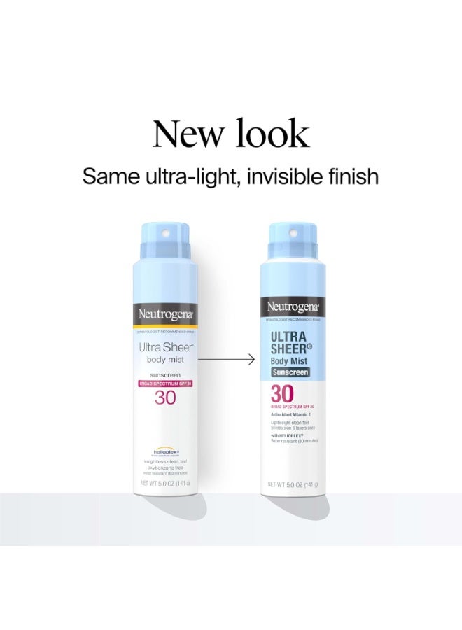 نيوتروجينا Ultra Sheer Body Mist Sunscreen Spray Broad Spectrum SPF 30, Lightweight, Non-Greasy And Water Resistant, Oil-Free & Non-Comedogenic, Oxybenzone-Free UVA/UVB Sunscreen Mist, 5 oz (Pack of 3)ounce - Image 5