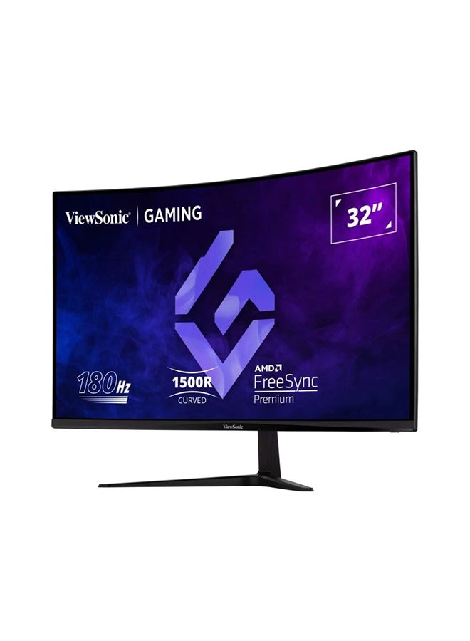 32 inch FHD 180Hz 1500R Curved Gaming Monitor, 1ms response, AMD FreeSync™ Premium, Mega Dynamic Contrast, 2W Dual Speakers, Eye-care Technology, ECO-Mode black
