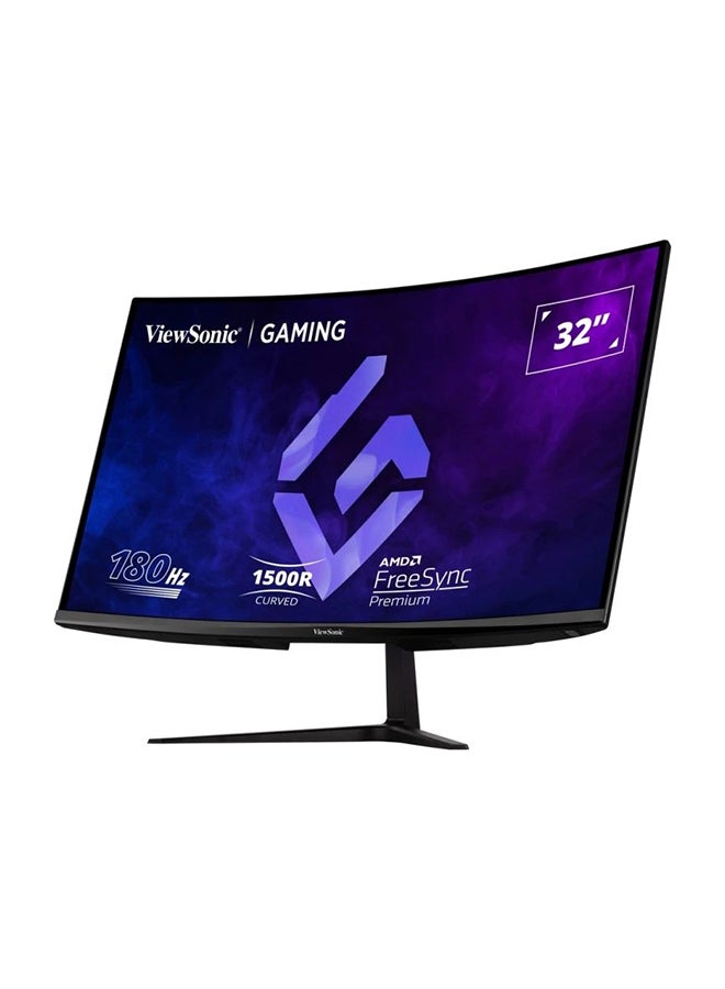 32 inch FHD 180Hz 1500R Curved Gaming Monitor, 1ms response, AMD FreeSync™ Premium, Mega Dynamic Contrast, 2W Dual Speakers, Eye-care Technology, ECO-Mode black