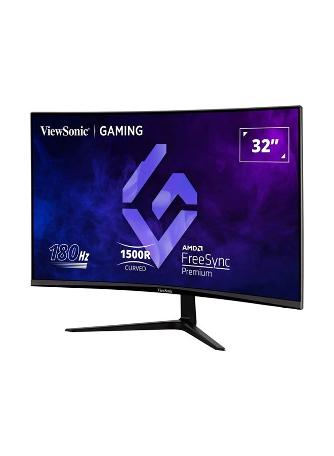 32 inch FHD 180Hz 1500R Curved Gaming Monitor, 1ms response, AMD FreeSync™ Premium, Mega Dynamic Contrast, 2W Dual Speakers, Eye-care Technology, ECO-Mode black
