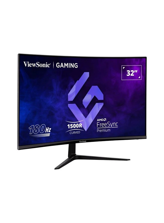 32 inch FHD 180Hz 1500R Curved Gaming Monitor, 1ms response, AMD FreeSync™ Premium, Mega Dynamic Contrast, 2W Dual Speakers, Eye-care Technology, ECO-Mode black