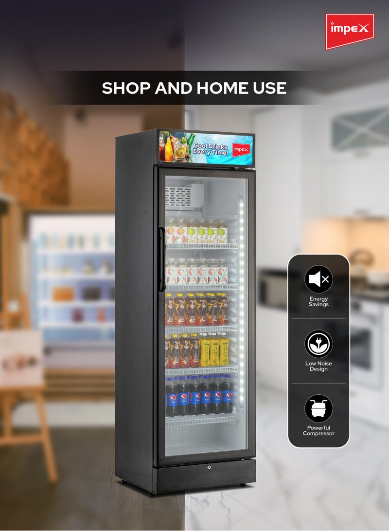 إمبكس 380L Showcase Chiller | Interior Lamp | Fast Cooling | 5 Shelves | Child Safety Lock | Inside Condenser | Ideal Glass Door Refrigerator for Home, office, Shops & Cafés | Eco-Friendly | IMSC400B 380 L 150 W IMSC400B Black - Image 3