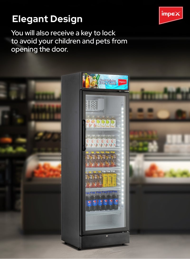 إمبكس 380L Showcase Chiller | Interior Lamp | Fast Cooling | 5 Shelves | Child Safety Lock | Inside Condenser | Ideal Glass Door Refrigerator for Home, office, Shops & Cafés | Eco-Friendly | IMSC400B 380 L 150 W IMSC400B Black - Image 4