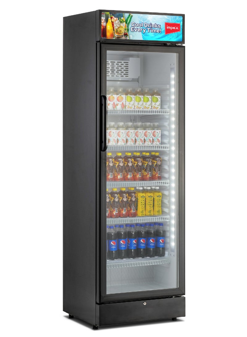 إمبكس 380L Showcase Chiller | Interior Lamp | Fast Cooling | 5 Shelves | Child Safety Lock | Inside Condenser | Ideal Glass Door Refrigerator for Home, office, Shops & Cafés | Eco-Friendly | IMSC400B 380 L 150 W IMSC400B Black - Image 1