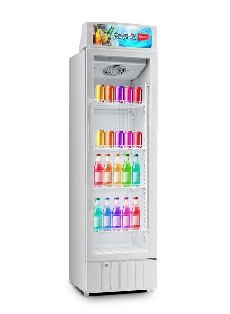 إمبكس 280L Showcase Chiller | Fast Cooling | Display Refrigerator with 4 Adjustable Shelves | Interior Lamp | Child Safety Lock | 2 Adjustable Feet & 2 Wheels | Ideal Glass Door Refrigerator for Home, office, Shops & Cafés | IMSC300W 280 L 150 W IMSC300W White - Image 1