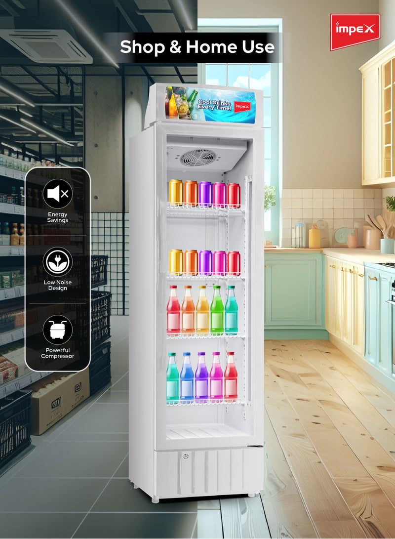 إمبكس 280L Showcase Chiller | Fast Cooling | Display Refrigerator with 4 Adjustable Shelves | Interior Lamp | Child Safety Lock | 2 Adjustable Feet & 2 Wheels | Ideal Glass Door Refrigerator for Home, office, Shops & Cafés | IMSC300W 280 L 150 W IMSC300W White - Image 4