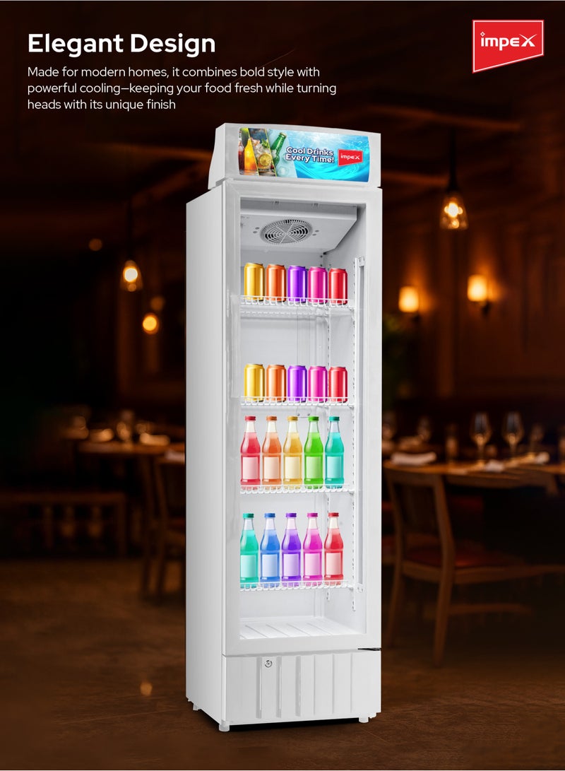 إمبكس 280L Showcase Chiller | Fast Cooling | Display Refrigerator with 4 Adjustable Shelves | Interior Lamp | Child Safety Lock | 2 Adjustable Feet & 2 Wheels | Ideal Glass Door Refrigerator for Home, office, Shops & Cafés | IMSC300W 280 L 150 W IMSC300W White - Image 3