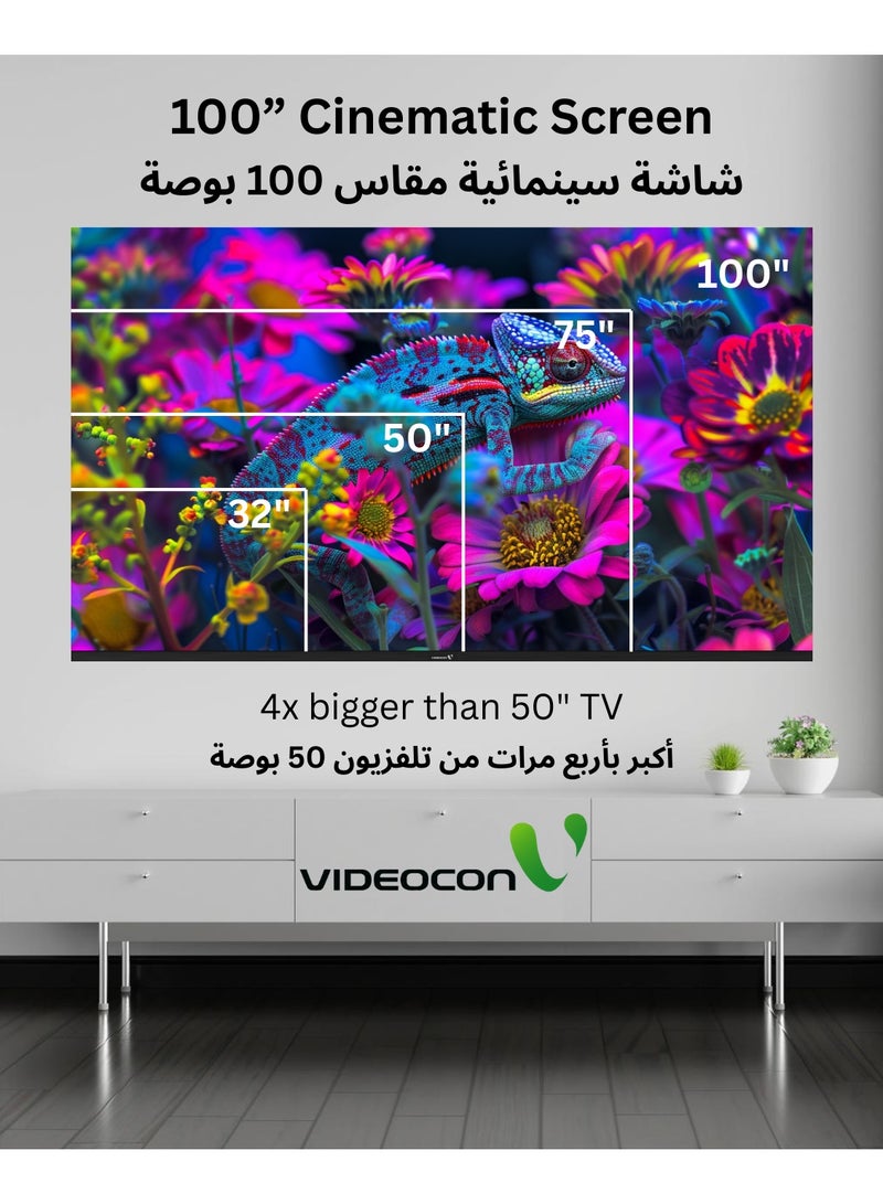 VIDEOCON 100 Inch QLED WebOS Hub Smart TV | 4K UHD | Magic Remote, Dolby Audio, Bluetooth, Apple AirPlay | A+ Grade Panel | Free Wall Mount – E100QLWO1100 E100QLWO1100 Black  - Image 2