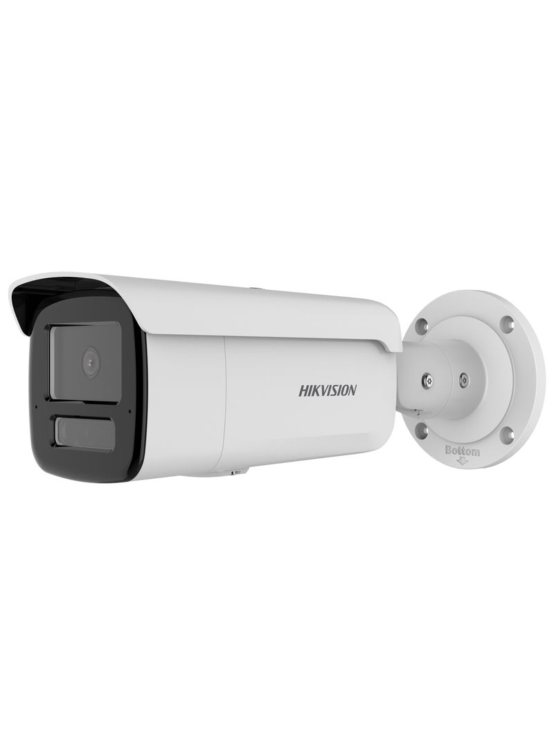 HIKVISION (2U) 8MP 4K Ultra HD Smart Hybrid Light Bullet IP Camera, AcuSense Human/Vehicle Detection, 80m IR & White Light, Built-in Dual Microphone, 2.8mm Fixed Lens, H.265+, PoE, IP67, IK10, WDR 120dB, MicroSD Slot up to 512GB | DS-2CD2T83G2-4LI(2U)  - Image 1