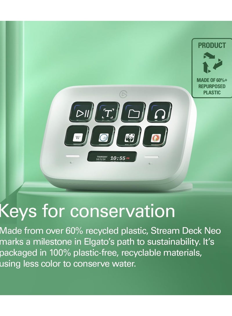 Elgato Stream Deck Neo – 8 Customizable Keys, 2 Touch Points, Speed Through Tasks & Workflows - Control Word, Excel, PowerPoint, Teams, Zoom, Spotify and more, Drag-’n-Drop Setup - Works with Mac & PC - Image 5