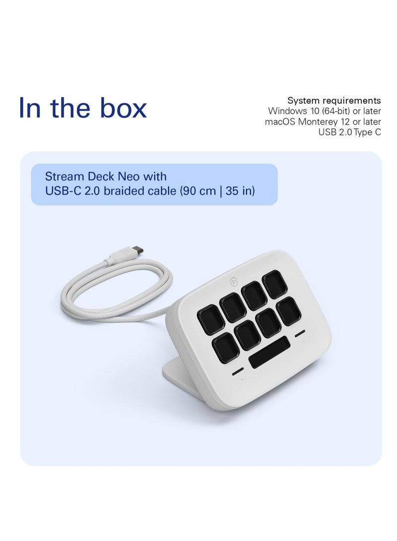 Elgato Stream Deck Neo – 8 Customizable Keys, 2 Touch Points, Speed Through Tasks & Workflows - Control Word, Excel, PowerPoint, Teams, Zoom, Spotify and more, Drag-’n-Drop Setup - Works with Mac & PC - Image 2