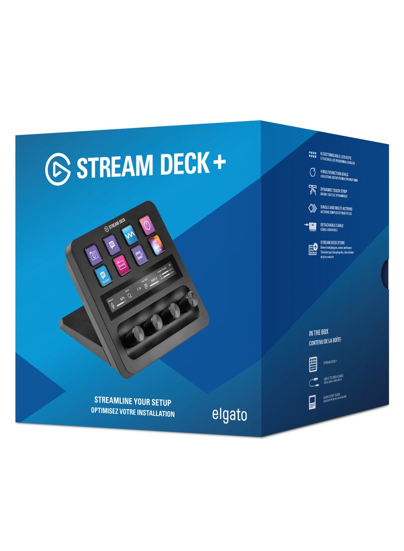 Elgato Stream Deck +, Audio Mixer, Production Console and Studio Controller for Content Creators, Streaming, Gaming, with customizable touch strip dials and LCD keys, works with Mac and PC - Image 1