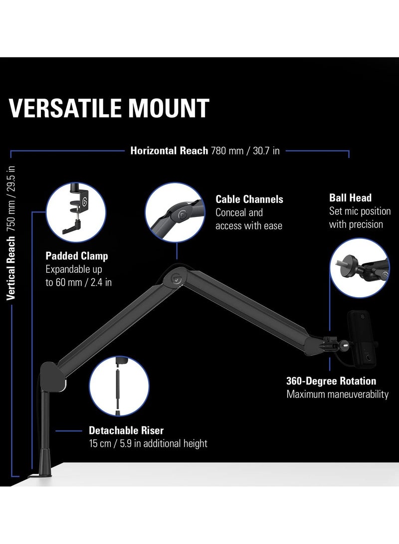 Elgato Wave Mic Arm - Premium Broadcasting Boom Arm with Cable Management Channels, Desk Clamp, 1/4" Thread Adapters, Fully Adjustable, perfect for Podcasts, Streaming, Gaming, Home Office, Recording - Image 2
