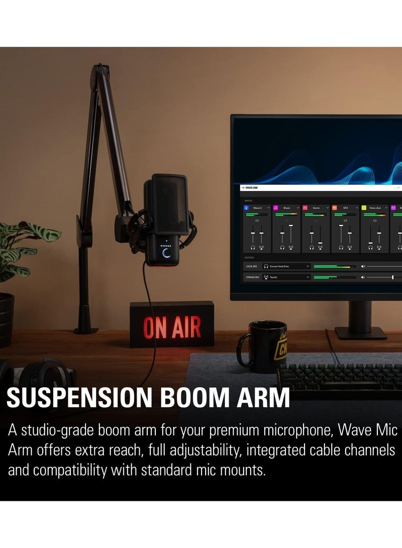 Elgato Wave Mic Arm - Premium Broadcasting Boom Arm with Cable Management Channels, Desk Clamp, 1/4" Thread Adapters, Fully Adjustable, perfect for Podcasts, Streaming, Gaming, Home Office, Recording - Image 5