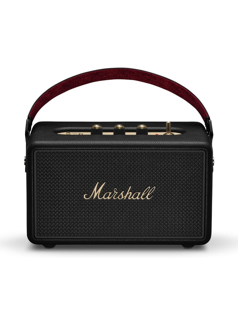 Marshall Kilburn III Portable Bluetooth Speaker, 50+ Hours Battery Life, 360° Sound, IP54 Water & Dust Resistance, Vintage Design, USB-C Charging - Black/Brass  - Image 1