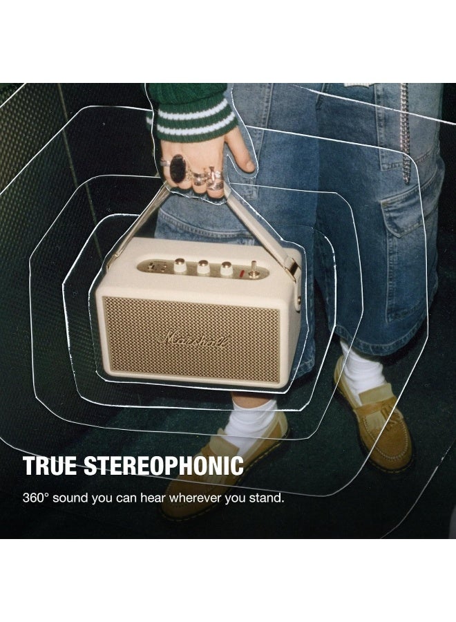 مارشال Kilburn III Portable Bluetooth Speaker, 50+ Hours Battery Life, 360° Sound, IP54 Water & Dust Resistance, Vintage Design, USB-C Charging Cream - Image 5