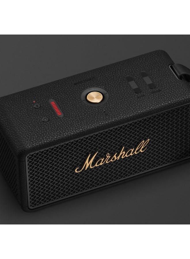 مارشال Middleton II Portable Bluetooth Speaker, 360° True Stereophonic Sound, IP67 Water & Dust Resistance, 30 Hours Battery Life, Built-In Microphone Black/Brass - Image 4