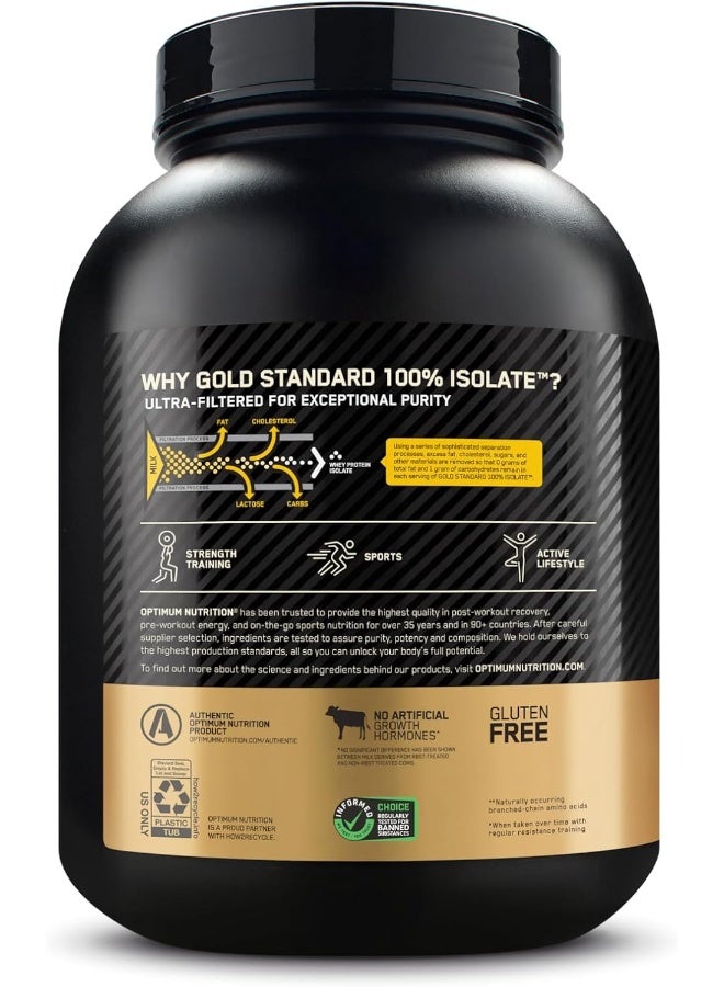Gold Standard 100% Isolate, 25 Grams of Protein, Hydrolyzed and Ultra-Filtered Whey Protein Isolate - Rich Vanilla, 2.91 lbs, 44 Servings (1.32 KG)