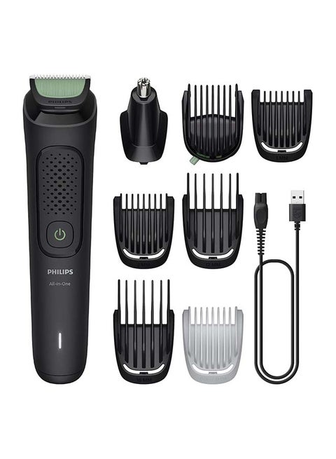 8-in-1 Multi Grooming Kit MG3940/15 | Beard, hair & nose trim | Adjustable 3–7 mm comb + hair & body combs | 70 min cordless | Washable attachments | USB-A charging | Pouch Black