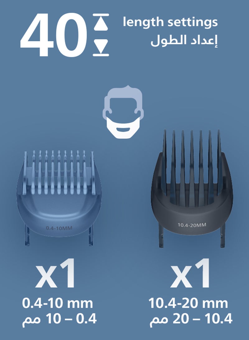 Philips Beard Trimmer BT5780/15 | 40 length settings 0.4–20 mm | Catches cut hairs to reduce mess | 100% washable | 100 min cordless + 5-min quick charge | Charging stand | USB-A charging black - Image 4