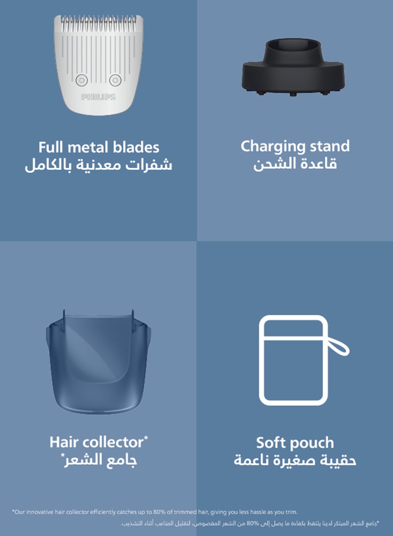Philips Beard Trimmer BT5780/15 | 40 length settings 0.4–20 mm | Catches cut hairs to reduce mess | 100% washable | 100 min cordless + 5-min quick charge | Charging stand | USB-A charging black - Image 5