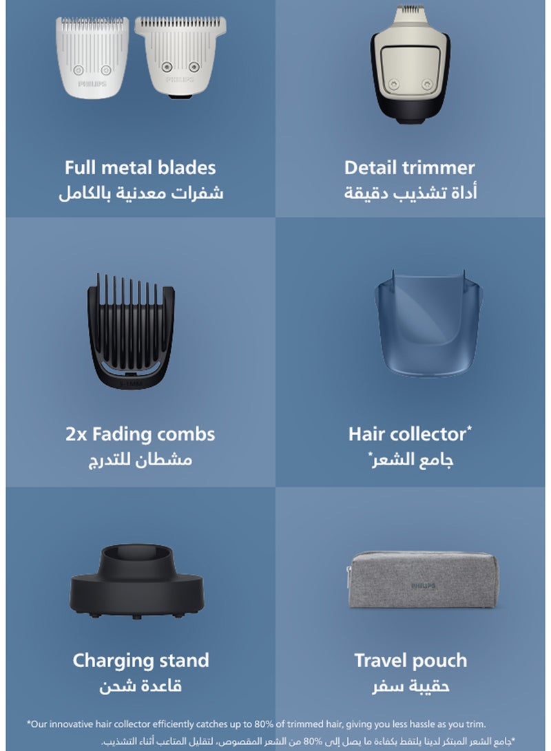 Philips Beard Trimmer BT7670/15 | 40 length settings 0.4–20 mm | Catches Cut Hairs to Reduce Mess | Wet & dry | 120 min cordless | USB-A charging | Charging stand + Pouch grey - Image 5