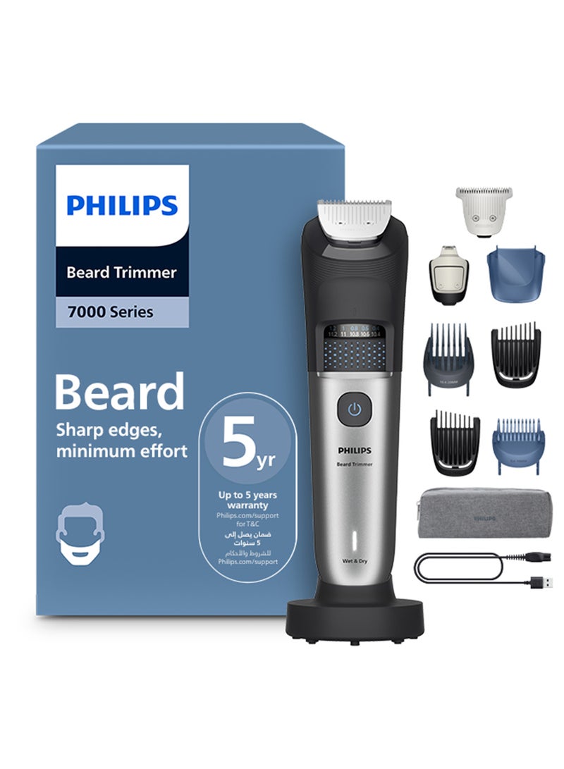Philips Beard Trimmer BT7670/15 | 40 length settings 0.4–20 mm | Catches Cut Hairs to Reduce Mess | Wet & dry | 120 min cordless | USB-A charging | Charging stand + Pouch grey - Image 1